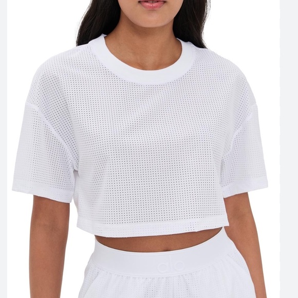ALO Yoga Mesh Cropped Mirage Tee - Picture 6 of 11
